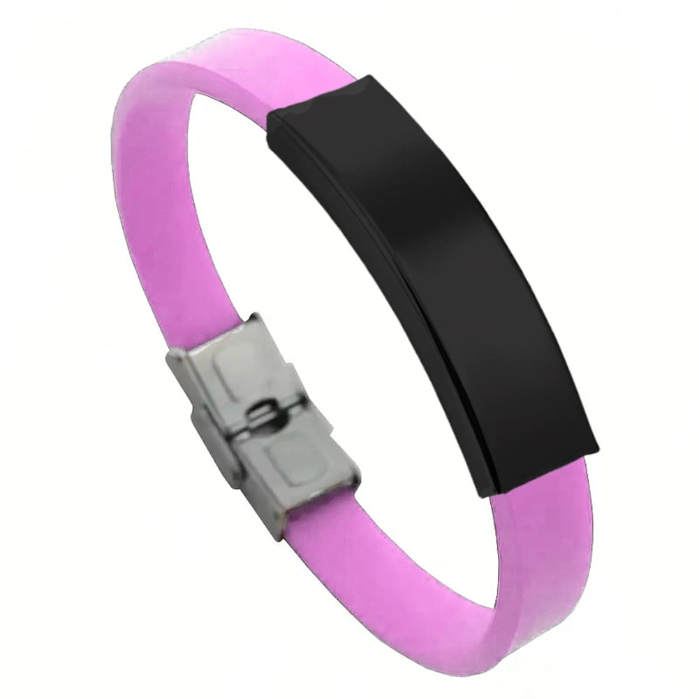 Personalized silicone bracelet with stainless steel plate and buckle