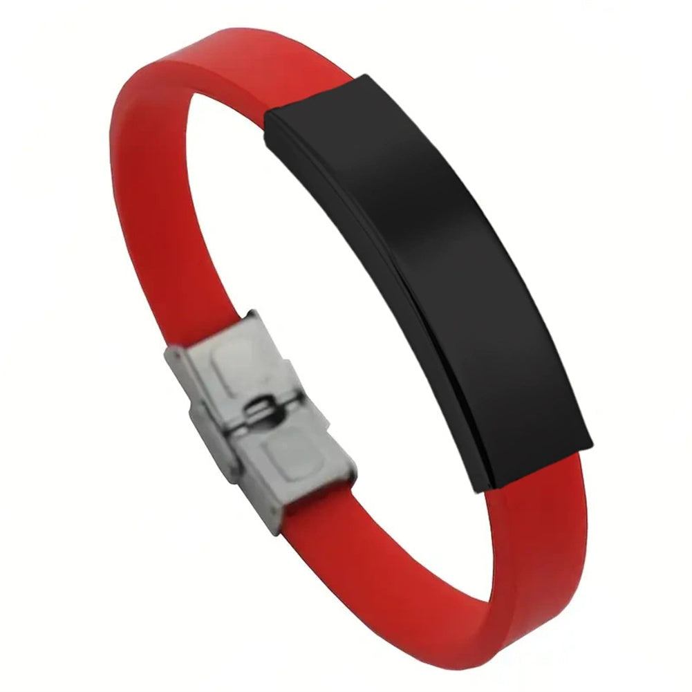 Personalized silicone bracelet with stainless steel plate and buckle