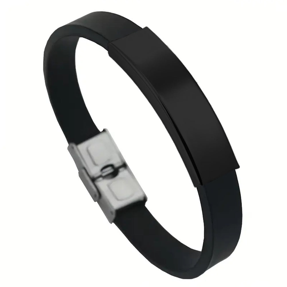 Personalized silicone bracelet with stainless steel plate and buckle