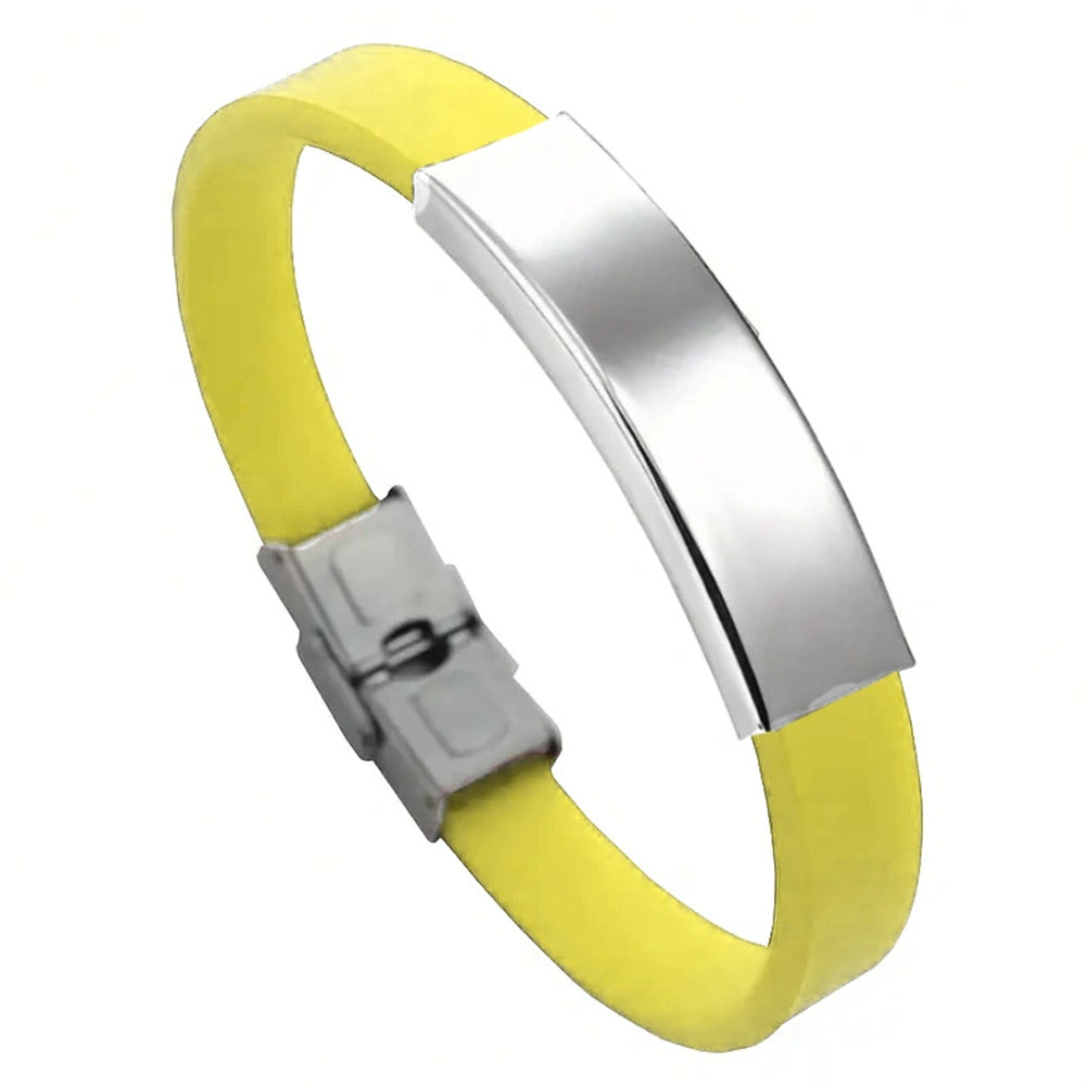 Personalized silicone bracelet with stainless steel plate and buckle