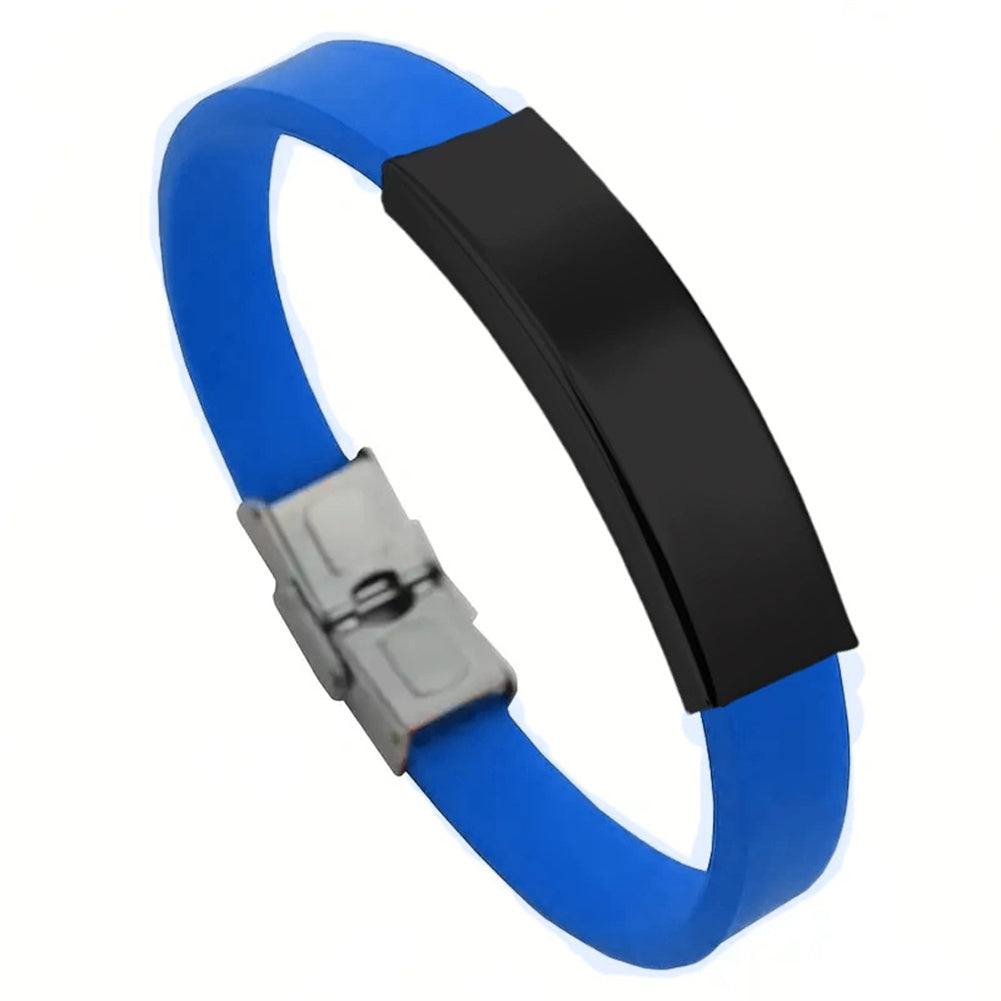 Personalized silicone bracelet with stainless steel plate and buckle