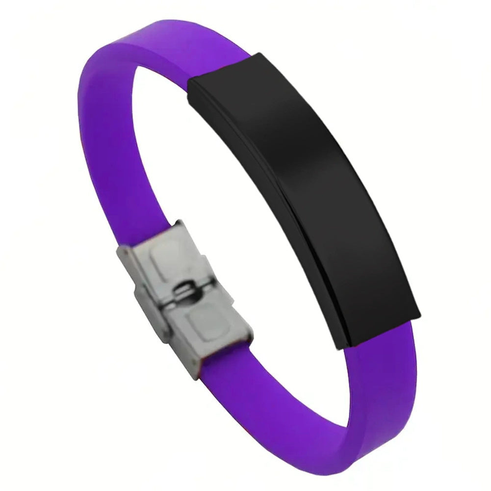 Personalized silicone bracelet with stainless steel plate and buckle