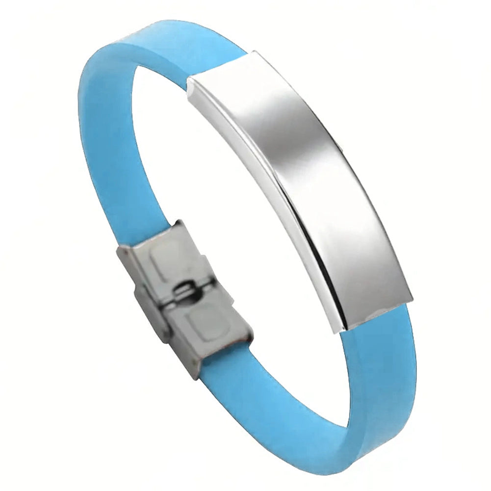 Personalized silicone bracelet with stainless steel plate and buckle