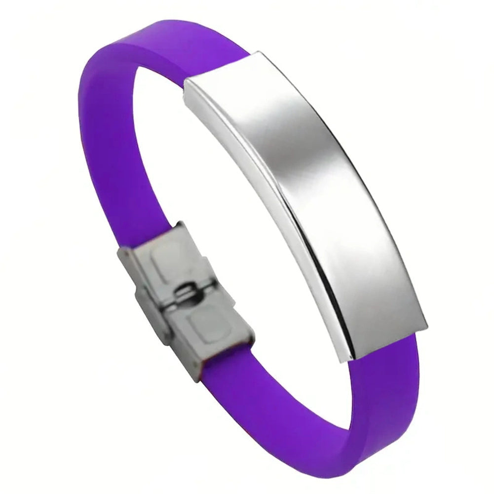 Personalized silicone bracelet with stainless steel plate and buckle