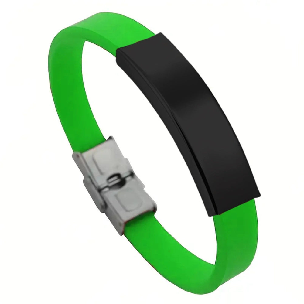 Personalized silicone bracelet with stainless steel plate and buckle