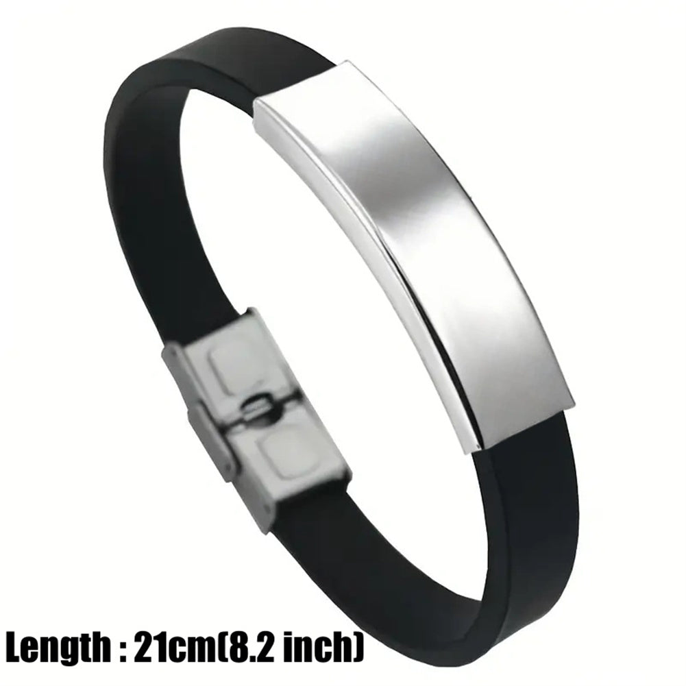 Personalized silicone bracelet with stainless steel plate and buckle