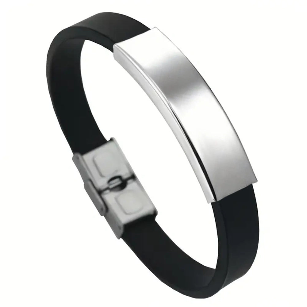 Personalized silicone bracelet with stainless steel plate and buckle