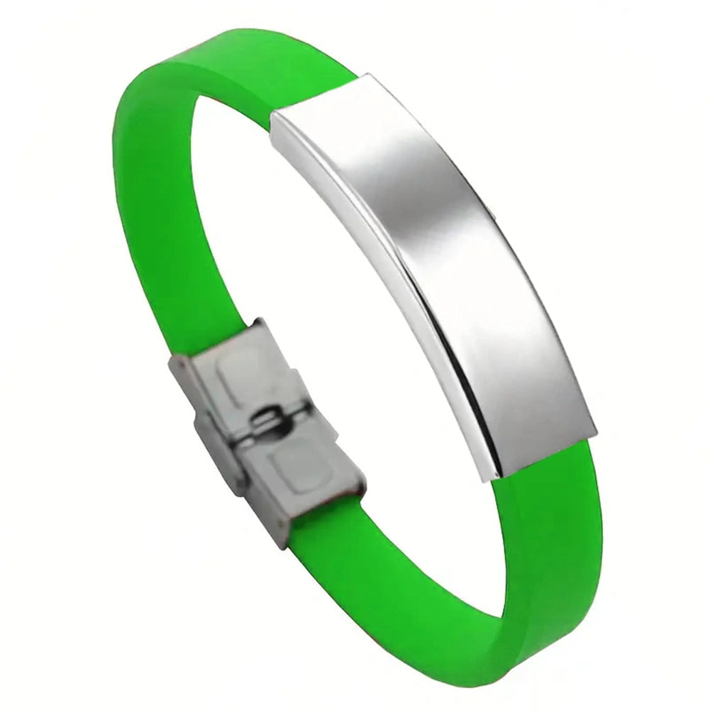 Personalized silicone bracelet with stainless steel plate and buckle