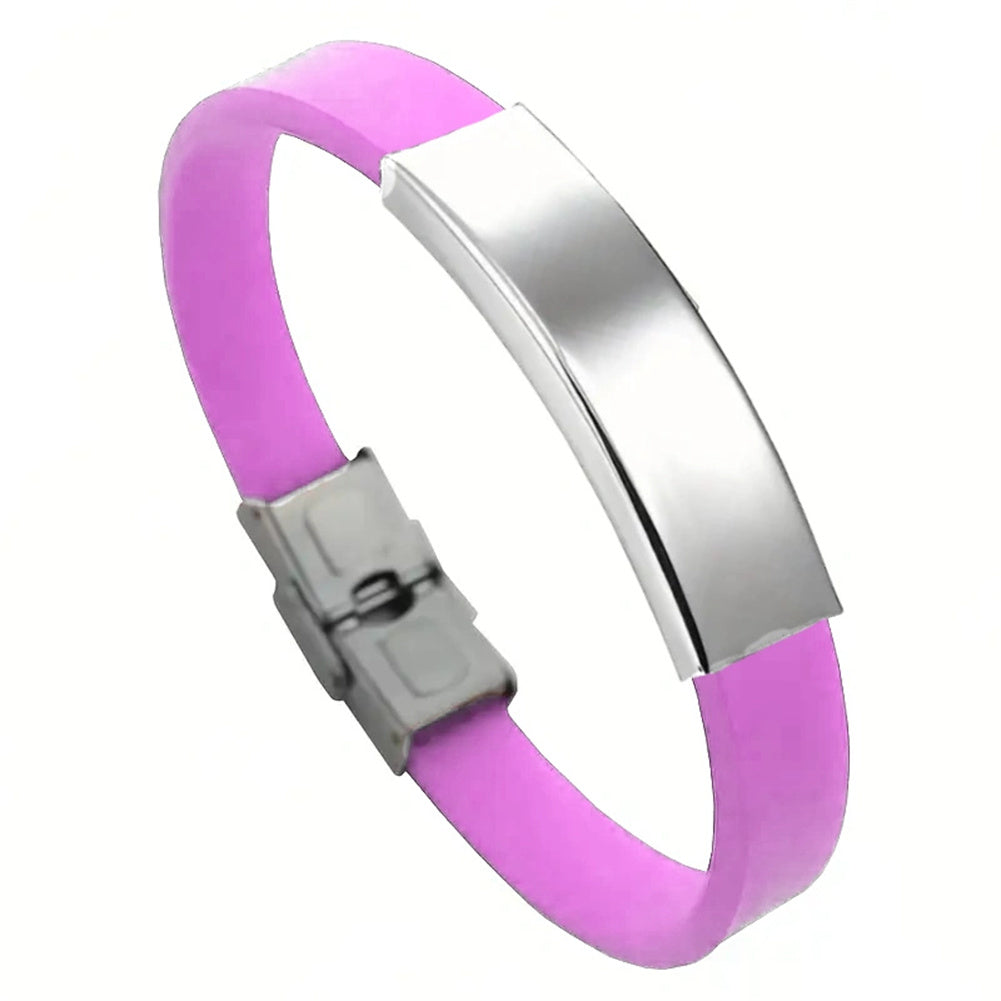 Personalized silicone bracelet with stainless steel plate and buckle