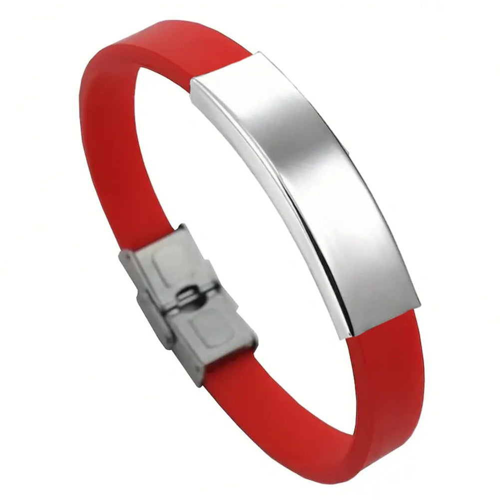 Personalized silicone bracelet with stainless steel plate and buckle