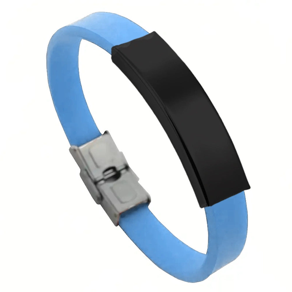 Personalized silicone bracelet with stainless steel plate and buckle