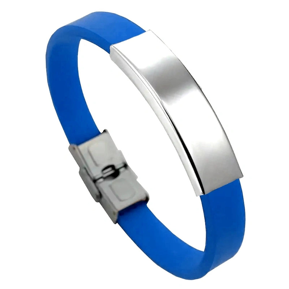 Personalized silicone bracelet with stainless steel plate and buckle