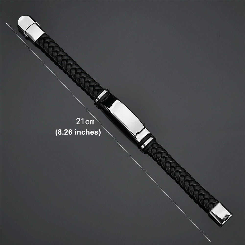 Personalized wrap leather bracelet with stainless steel plate & buckle