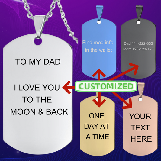 Stainless steel military dog tag necklace pendant 5 colors