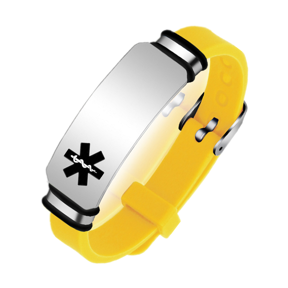 Adjustable Personalized Soft Medical Alert ID Silicone Bracelet for Adults Kid, Various Colors