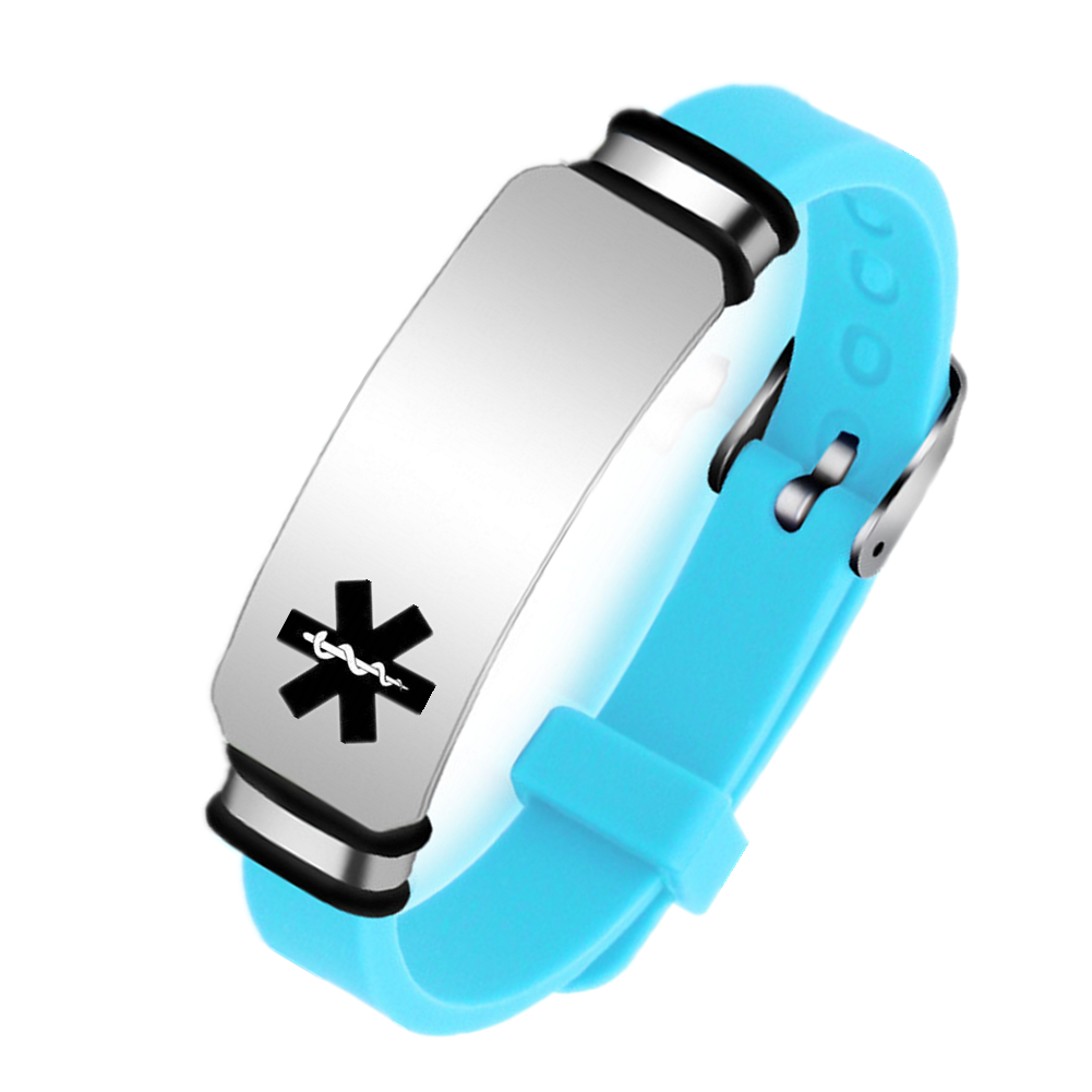 Adjustable Personalized Soft Medical Alert ID Silicone Bracelet for Adults Kid, Various Colors