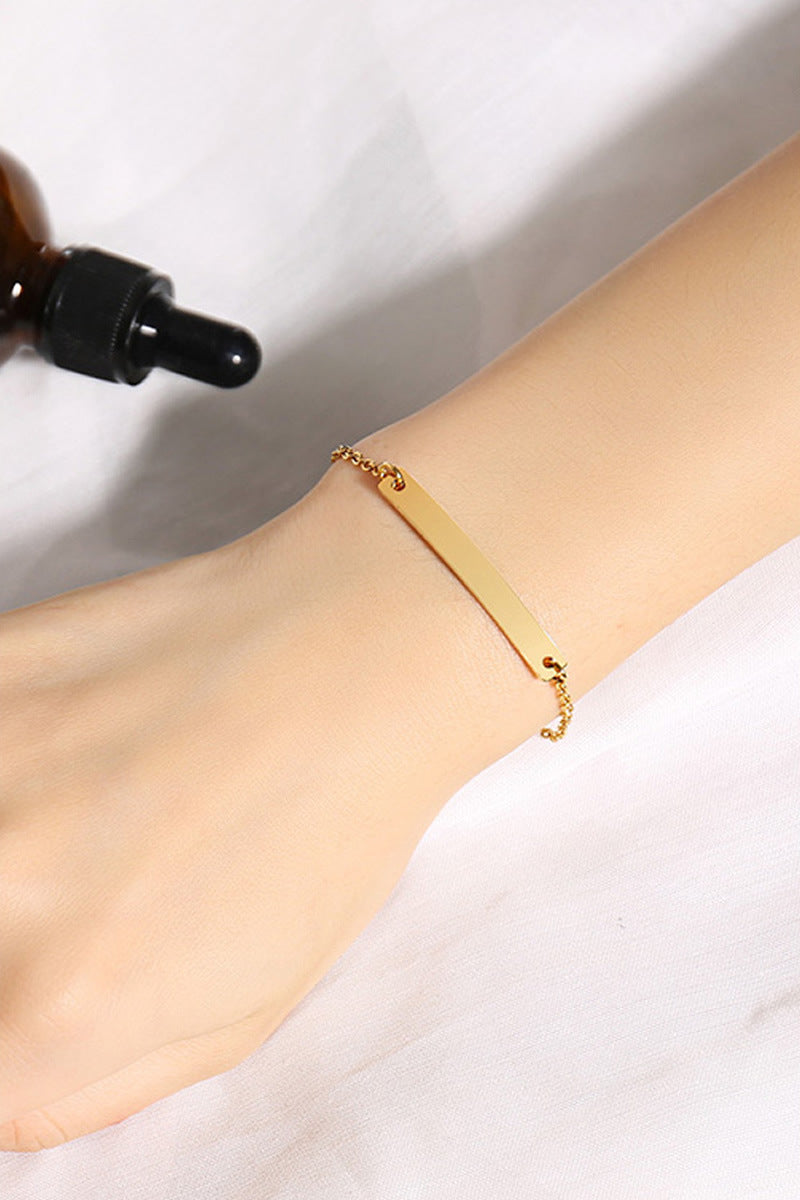 Personalized Custom 18K Gold Plated Baby Name Bracelet Stainless Steel Newborn Child Jewelry