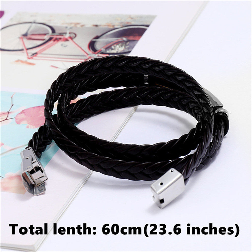 Personalised Medical Alert ID Wrap Leather Bracelet , 23.6 inch ,with Aid Bag