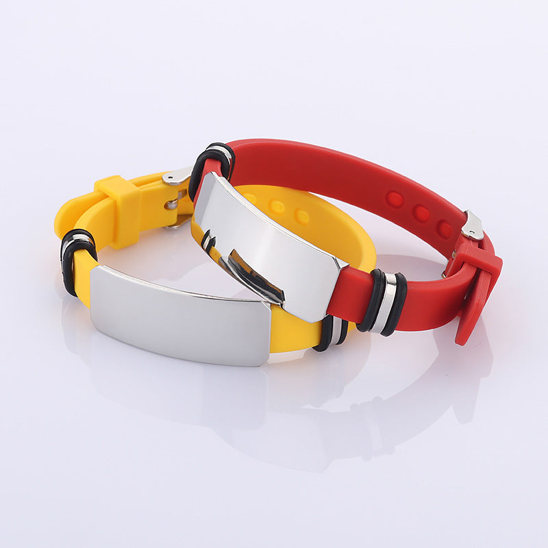 Personalized ID Bracelet Customized Initials Name Date Soft Silicone Wristband for Girls Boys Women Men,Various Colors