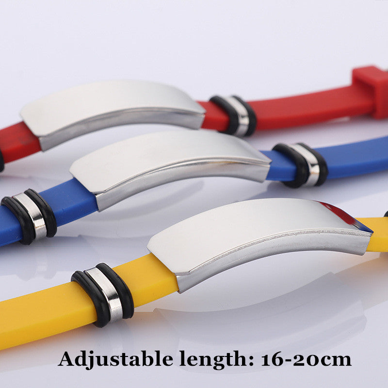 Personalized ID Bracelet Customized Initials Name Date Soft Silicone Wristband for Girls Boys Women Men,Various Colors