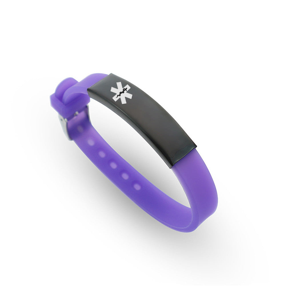 Personalized Medical Alert ID Silicone Bracelet for Kids Adults, Adjustable, Free Engraving, with Aid Bag