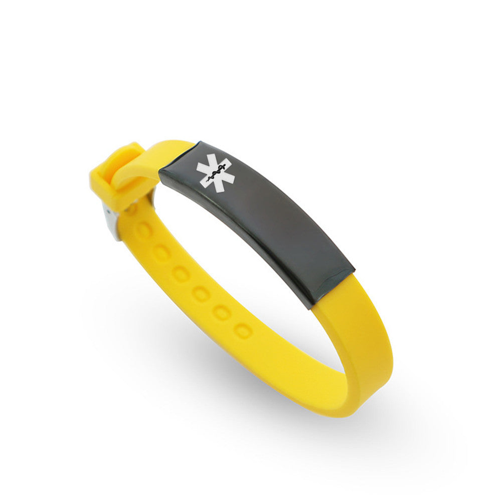 Personalized Medical Alert ID Silicone Bracelet for Kids Adults, Adjustable, Free Engraving, with Aid Bag