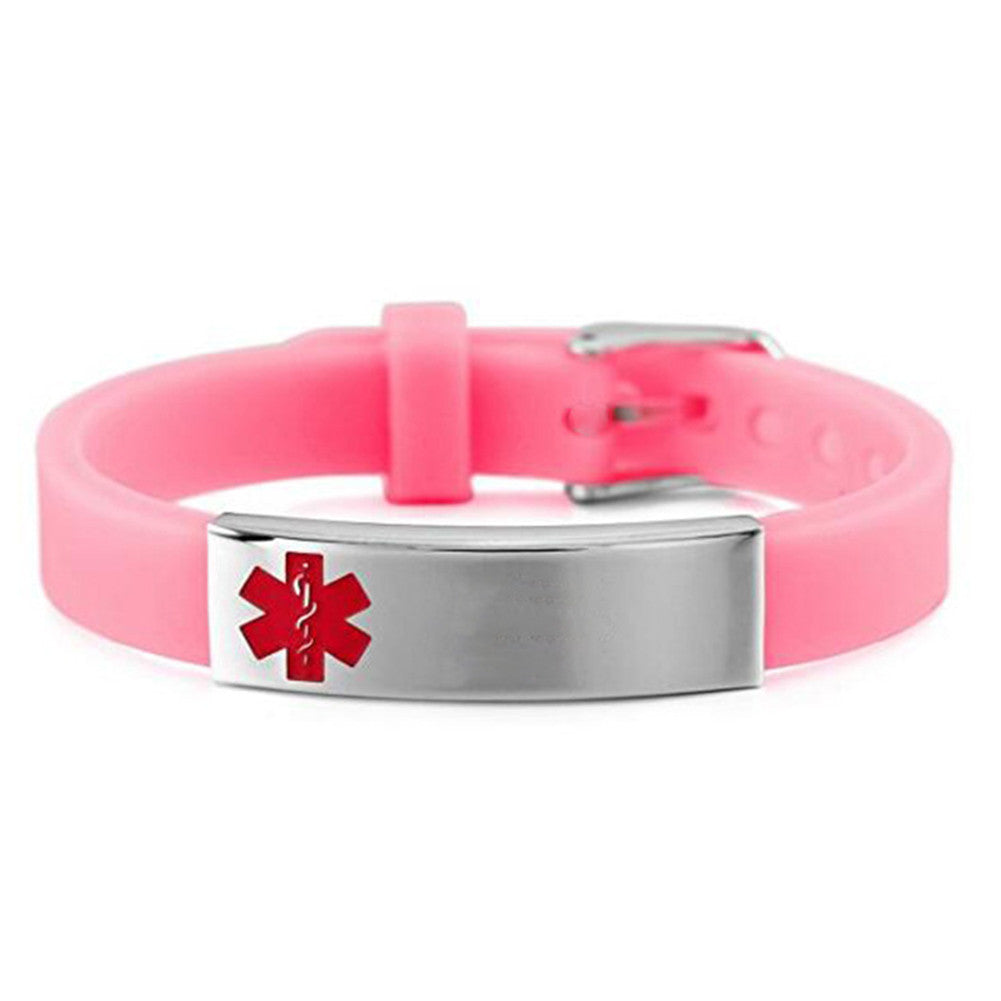 Personalized Medical Alert ID Silicone Bracelet for Kids Adults, Adjustable, Muliple Colors