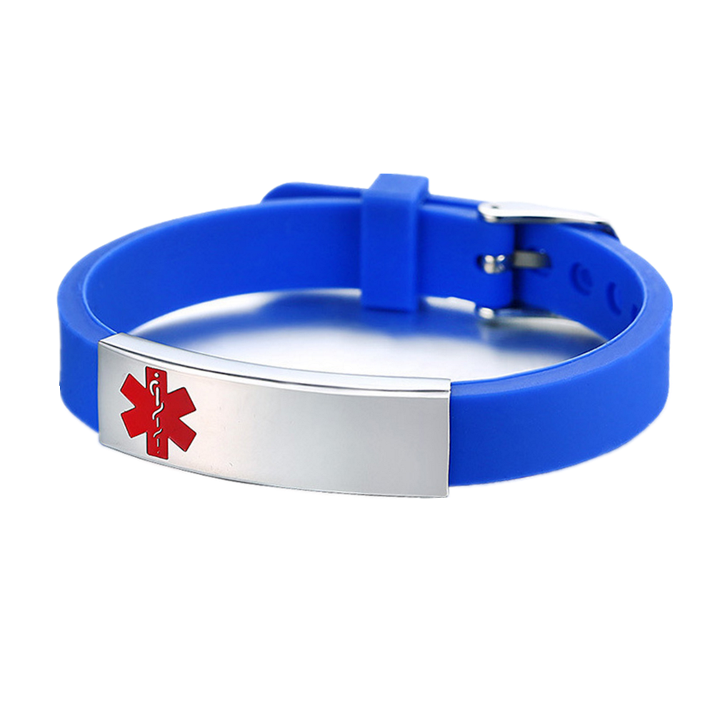 Personalized Medical Alert ID Silicone Bracelet for Kids Adults, Adjustable, Muliple Colors