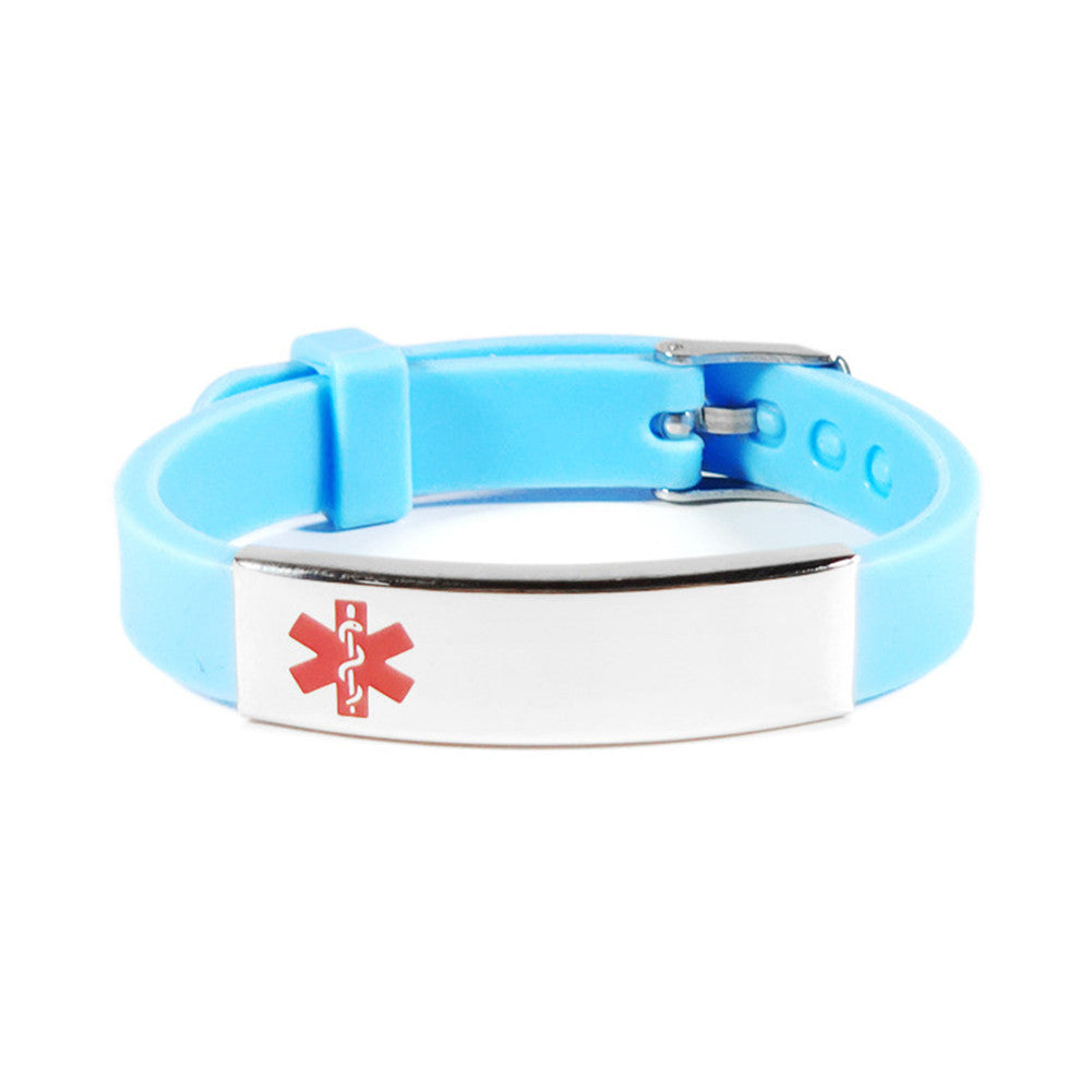 Personalized Medical Alert ID Silicone Bracelet for Kids Adults, Adjustable, Muliple Colors