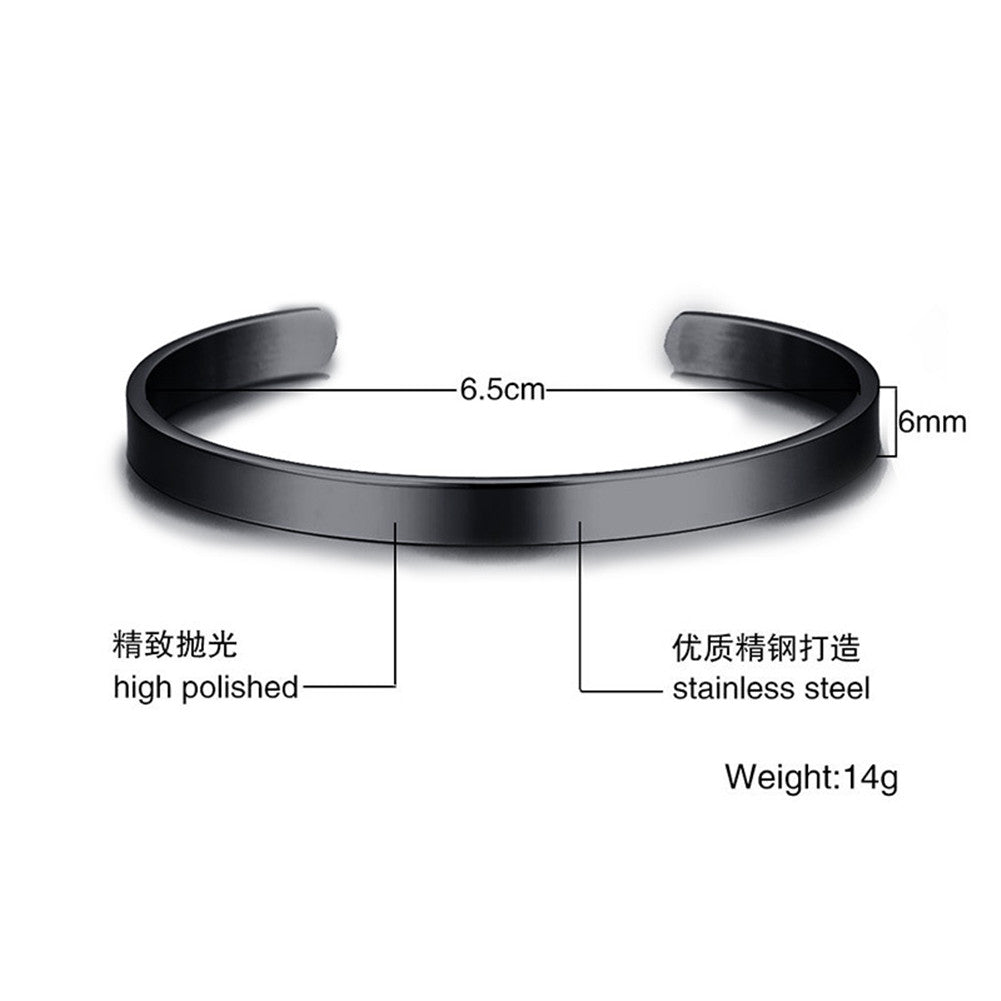 Minimalist Customized Stainless Steel Name Message Engraved Cuff Bracelet for Girls Women Men, 4 Colors