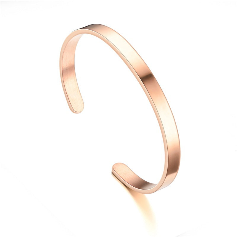 Minimalist Customized Stainless Steel Name Message Engraved Cuff Bracelet for Girls Women Men, 4 Colors
