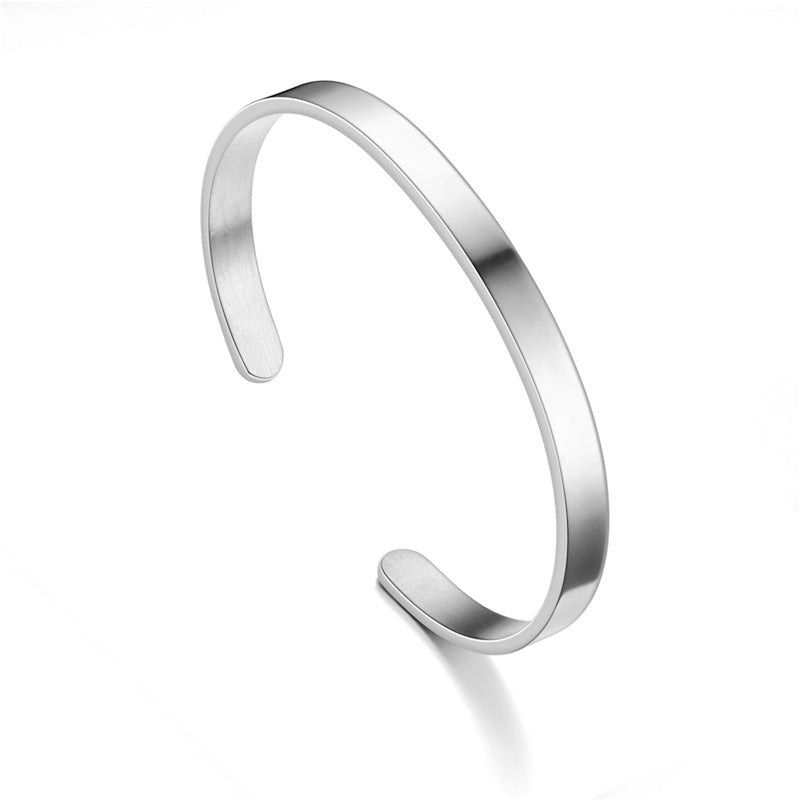 Minimalist Customized Stainless Steel Name Message Engraved Cuff Bracelet for Girls Women Men, 4 Colors