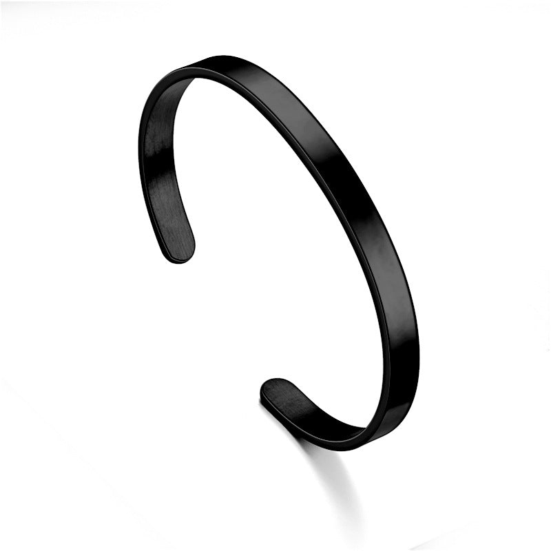 Minimalist Customized Stainless Steel Name Message Engraved Cuff Bracelet for Girls Women Men, 4 Colors