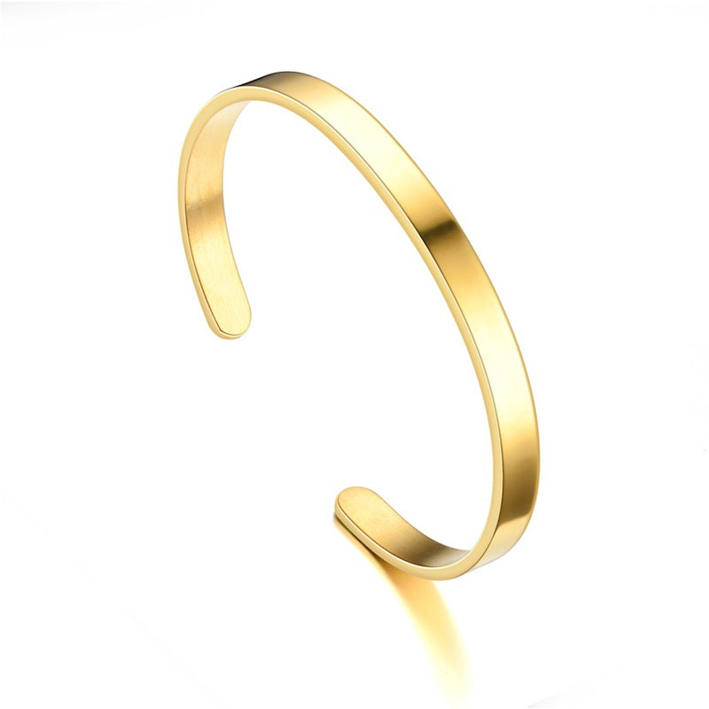Minimalist Customized Stainless Steel Name Message Engraved Cuff Bracelet for Girls Women Men, 4 Colors