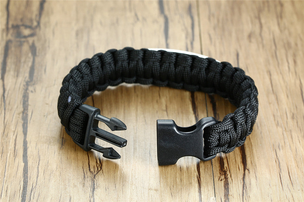 Customized Medical Alert ID Survival Paracord Bracelet Personalized Diease Awareness Wristband, 9 inch, Black,Brown