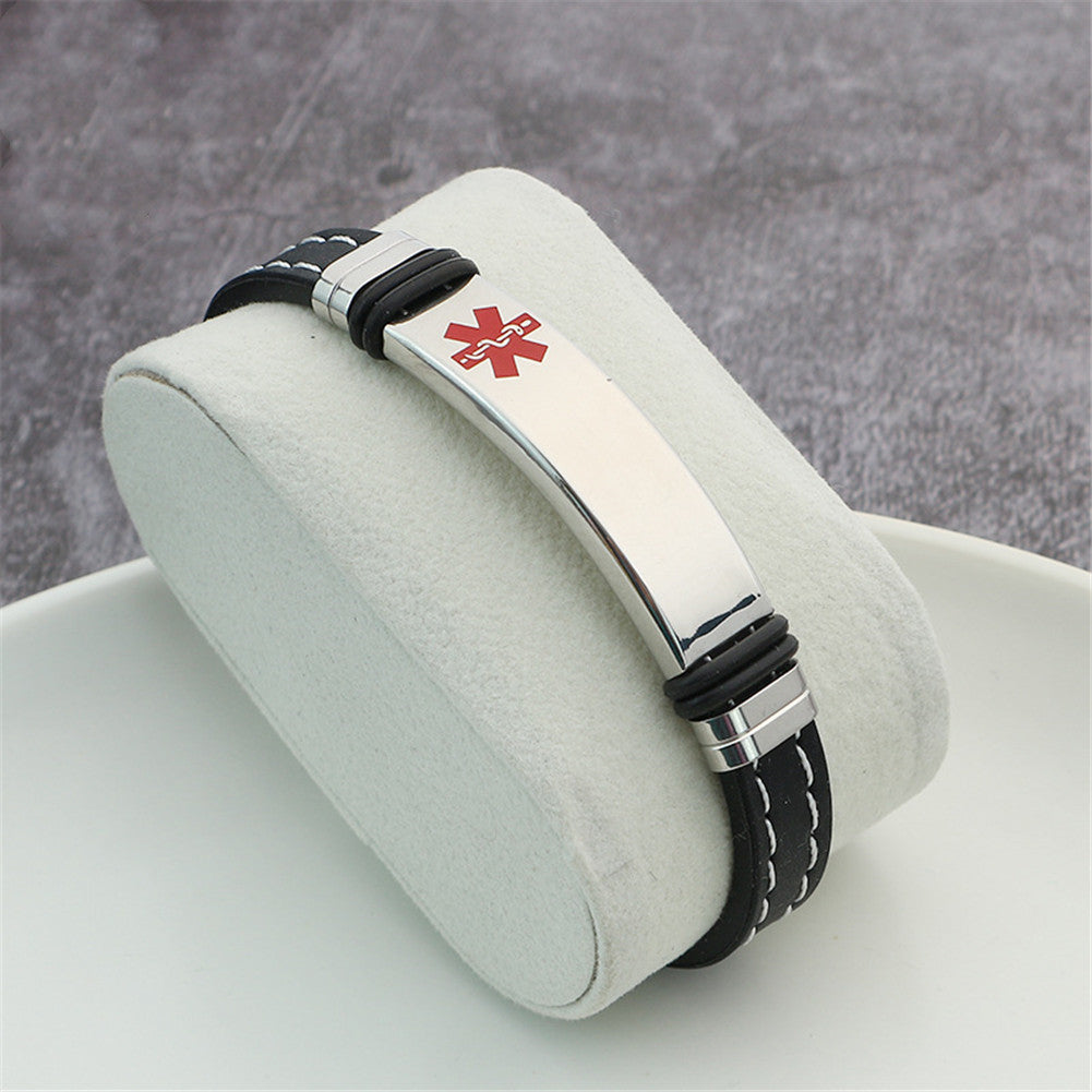 Stylish Medical Alert ID Stainless Steel Silicone Bracelet for Women Men, with Aid Bag