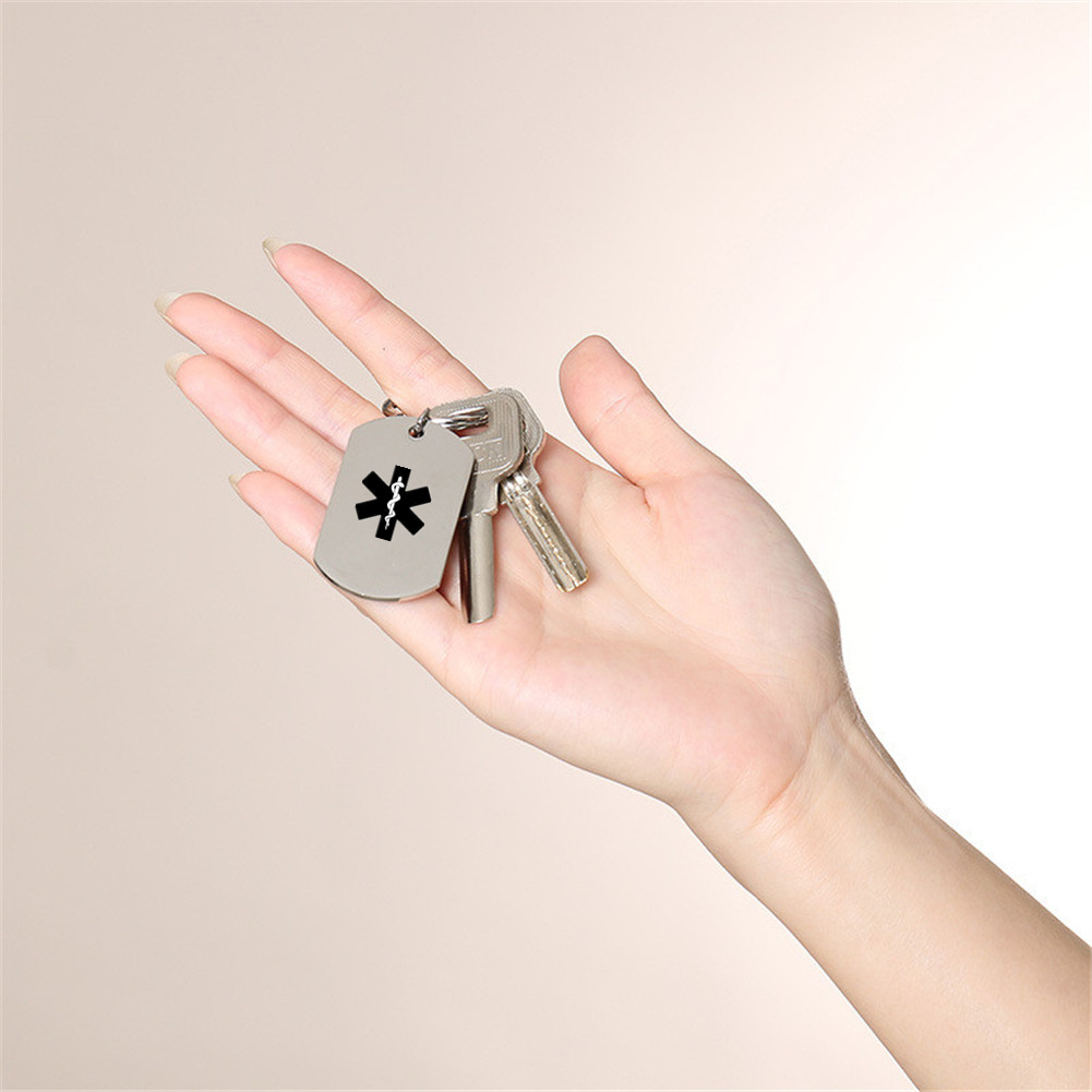 Personalized Stainless Steel Medical Alert ID Key Chain Key Ring Tag for Women Men