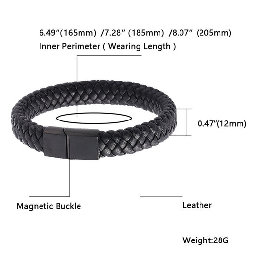 Adjustable Free Customized Engraved Medical Alert ID Leather Bracelet with Magnet Clasp,With Aid Bag, 18.5cm/20.5cm