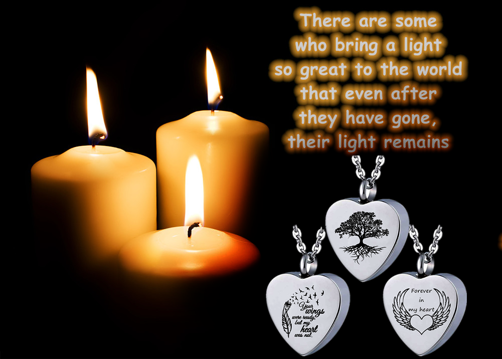 3 Pack Heart Shaped Cremation Urn Necklaces Pendant for Ashes Memorial Keepsake Jewelry fo Women Men