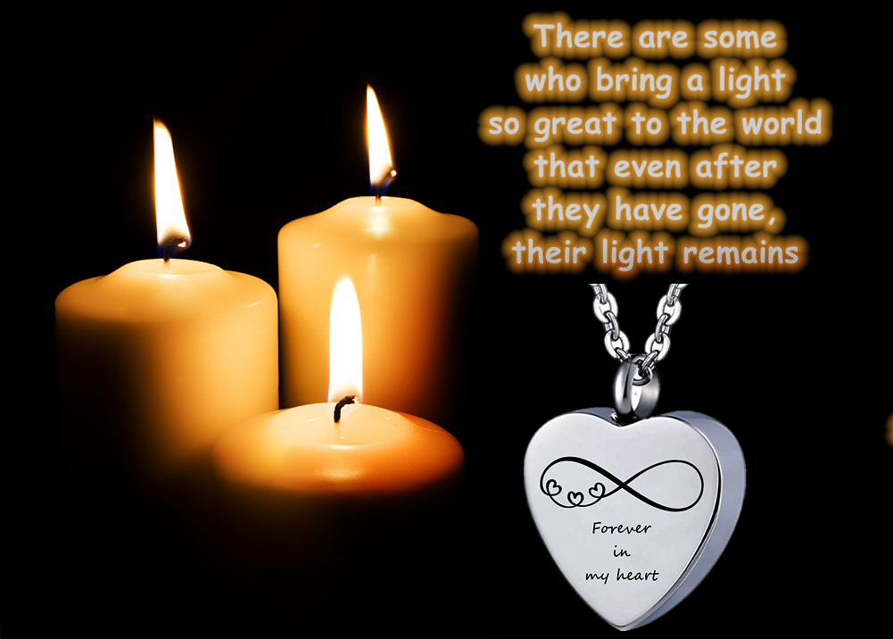 Stainless Steel Heart Shaped Infinity Cremation Urn Necklace Pendant for Ashes, Forver in my heart