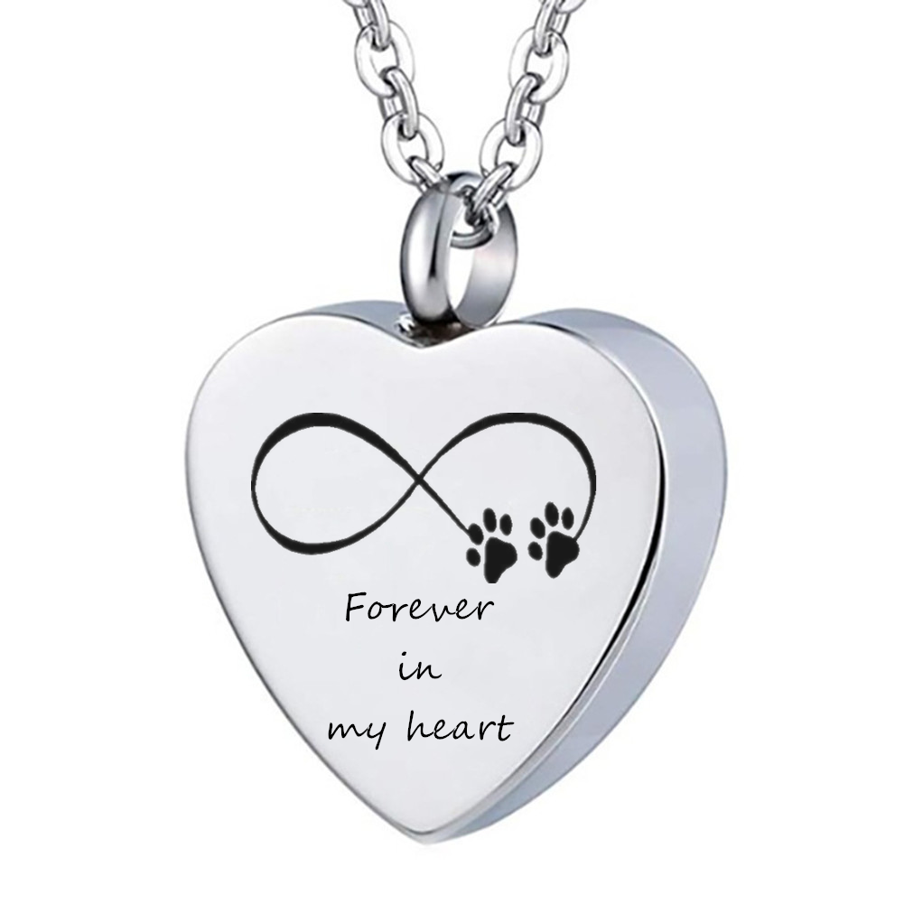 Personalized Name Date Engraved Pet Paw Cremation Urn Necklace for Dog Cat Ashes Keepsake Jewellery for Pet Loss