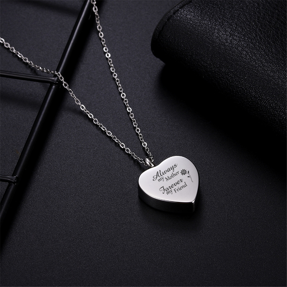 Heart Shaped Motehr's Cremation Urns Necklace Memorial Keepsake Jewelry for Mom Ashes-Always My Mother Forever My Friend