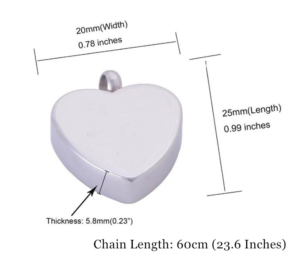 Stainless Steel Heart Shaped Infinity Cremation Urn Necklace Pendant for Ashes, Forver in my heart