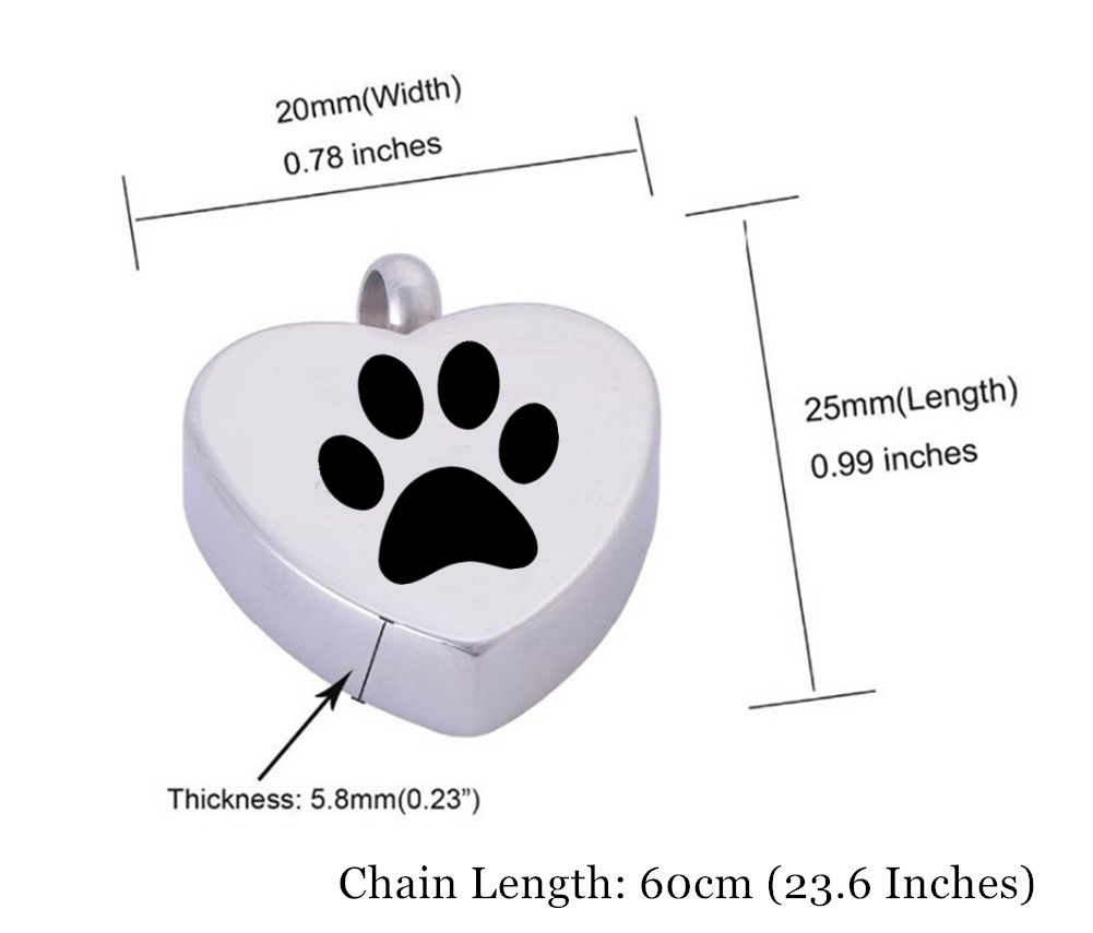 Personalized Name Date Engraved Pet Paw Cremation Urn Necklace for Dog Cat Ashes Keepsake Jewelry