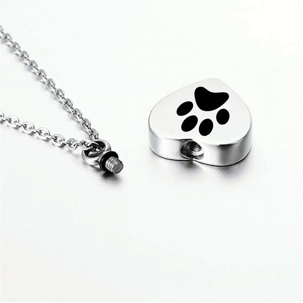 Personalized Name Date Engraved Pet Paw Cremation Urn Necklace for Dog Cat Ashes Keepsake Jewelry