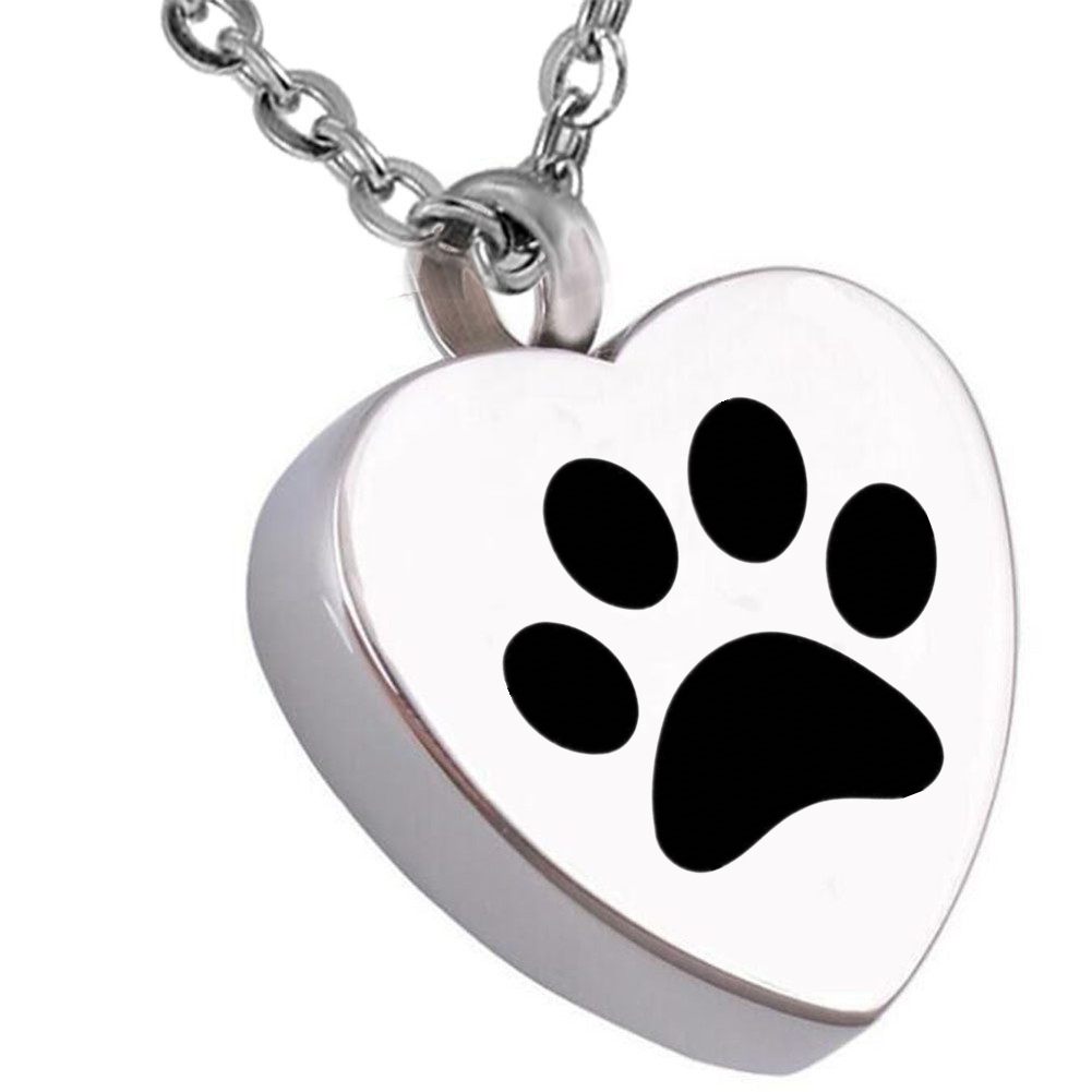 Personalized Name Date Engraved Pet Paw Cremation Urn Necklace for Dog Cat Ashes Keepsake Jewelry