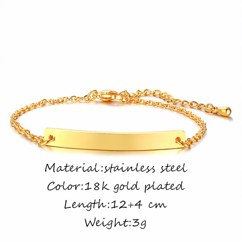 Personalized Custom 18K Gold Plated Baby Name Bracelet Stainless Steel Newborn Child Jewelry