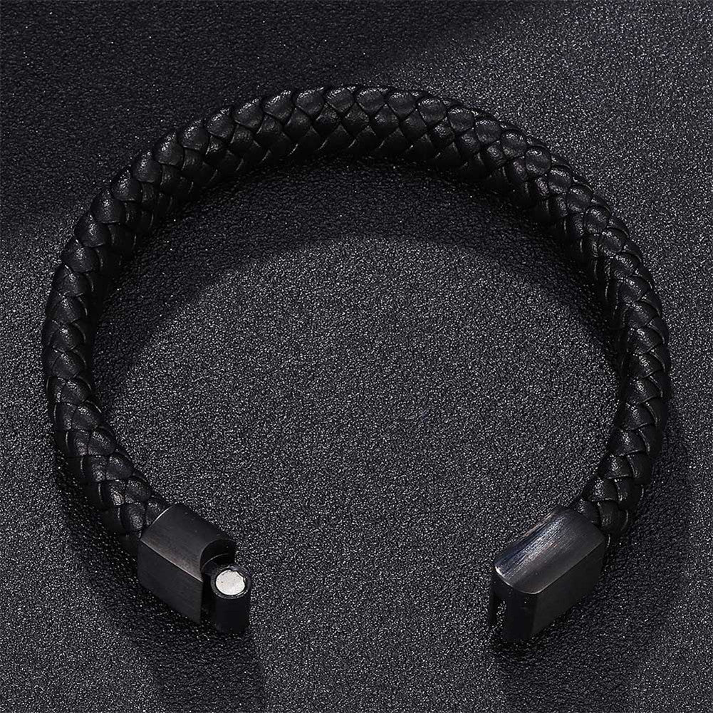 Adjustable Free Customized Engraved Medical Alert ID Leather Bracelet with Magnet Clasp,With Aid Bag, 18.5cm/20.5cm