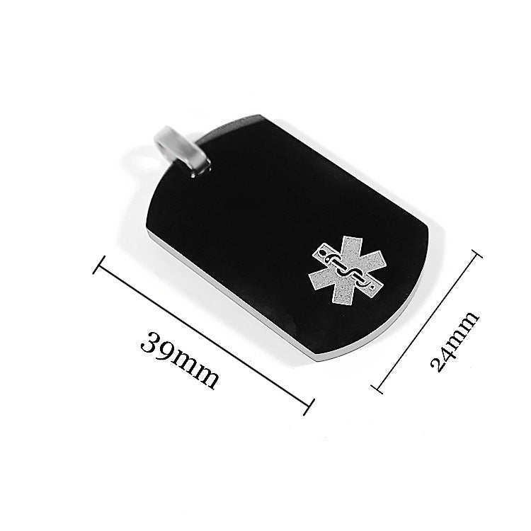 Personalized Stainless Steel Medical Alert Necklace ID Nameplate Alarm Pendant ,3 Colors,with Bag