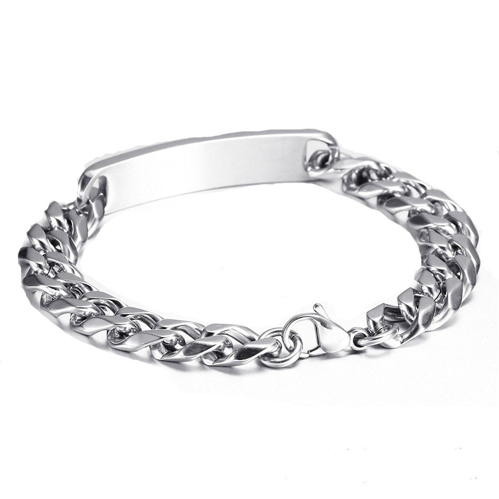Personalized Silver Stainless Steel Medical Alert ID Cuban Bracelet Chain for Emergency with Aid Bag,8.26 inch